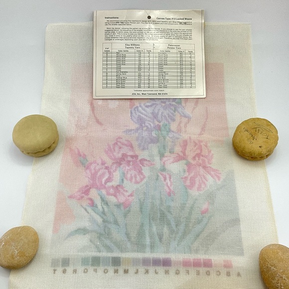 Vtg Elsa Williams Needlepoint Canvas, No. 23343, IRIS FANTASY, Hand Printed - Picture 8 of 8